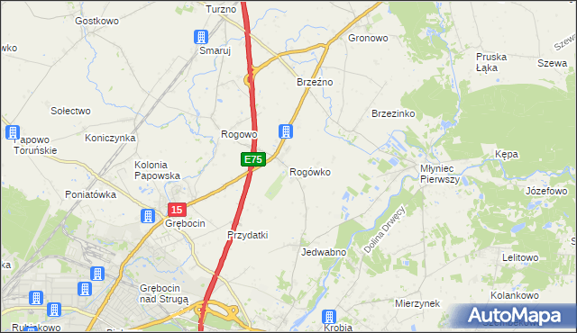 mapa Rogówko gmina Lubicz, Rogówko gmina Lubicz na mapie Targeo
