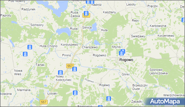 mapa Rogówko gmina Rogowo, Rogówko gmina Rogowo na mapie Targeo