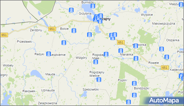 mapa Rogożajny Małe, Rogożajny Małe na mapie Targeo