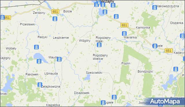 mapa Rogożajny Wielkie, Rogożajny Wielkie na mapie Targeo