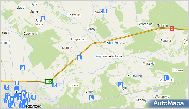 mapa Rogoźnica-Kolonia, Rogoźnica-Kolonia na mapie Targeo