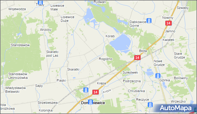mapa Rogóźno gmina Domaniewice, Rogóźno gmina Domaniewice na mapie Targeo