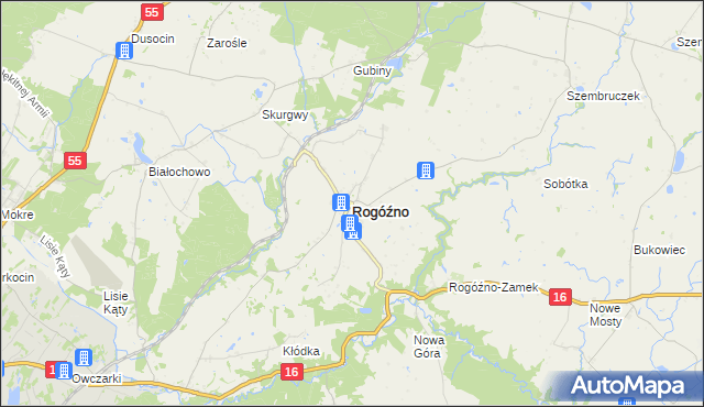 mapa Rogóźno powiat grudziądzki, Rogóźno powiat grudziądzki na mapie Targeo