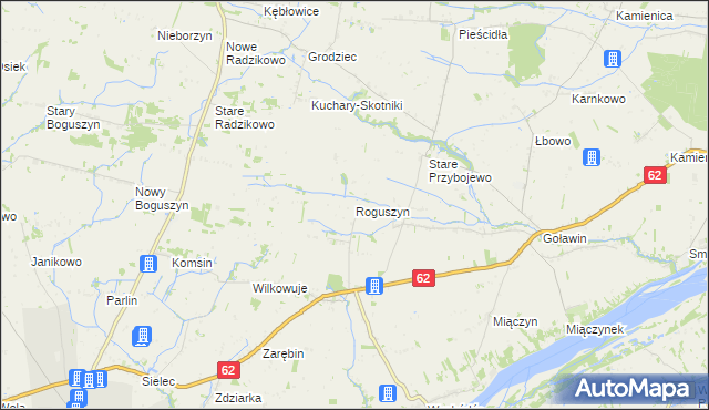 mapa Roguszyn gmina Czerwińsk nad Wisłą, Roguszyn gmina Czerwińsk nad Wisłą na mapie Targeo
