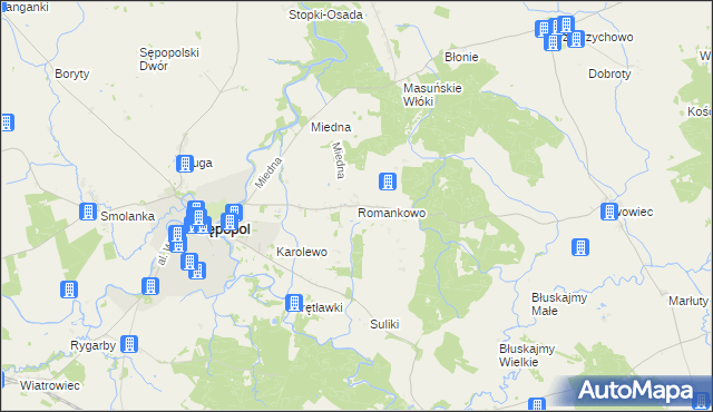 mapa Romankowo, Romankowo na mapie Targeo