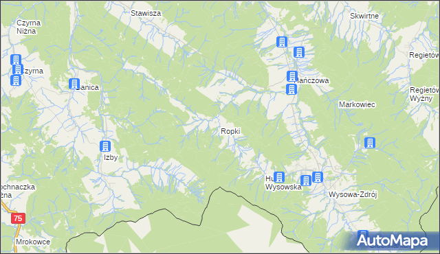 mapa Ropki, Ropki na mapie Targeo