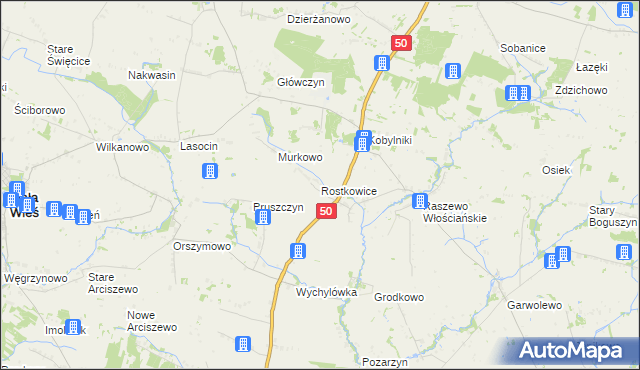 mapa Rostkowice gmina Wyszogród, Rostkowice gmina Wyszogród na mapie Targeo