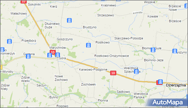 mapa Rostkowo-Orszymowice, Rostkowo-Orszymowice na mapie Targeo