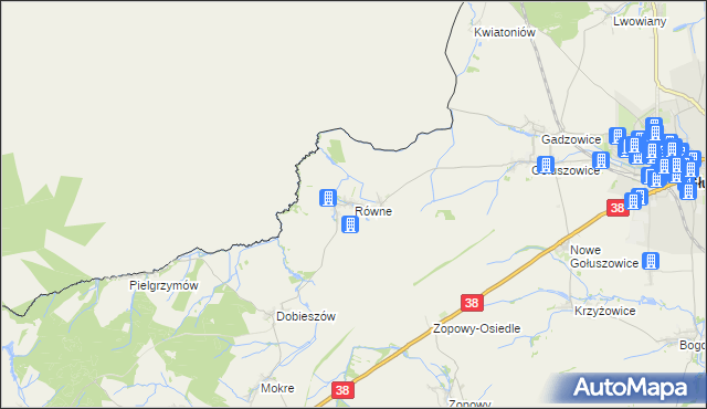 mapa Równe gmina Głubczyce, Równe gmina Głubczyce na mapie Targeo