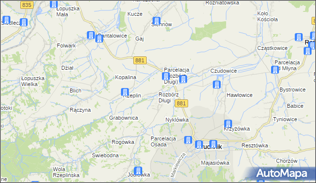 mapa Rozbórz Długi, Rozbórz Długi na mapie Targeo