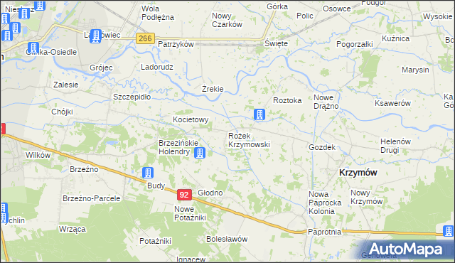 mapa Rożek Krzymowski, Rożek Krzymowski na mapie Targeo