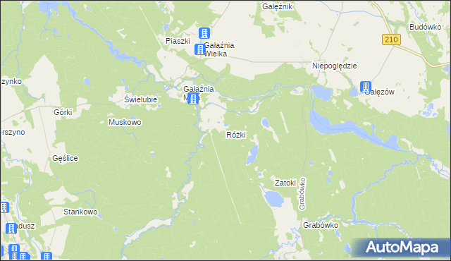 mapa Różki gmina Kołczygłowy, Różki gmina Kołczygłowy na mapie Targeo