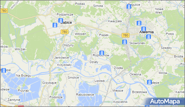 mapa Rozkochów gmina Babice, Rozkochów gmina Babice na mapie Targeo