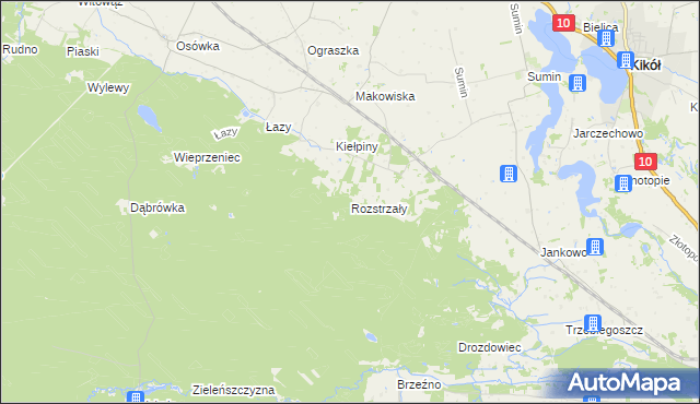 mapa Rozstrzały, Rozstrzały na mapie Targeo