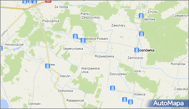 mapa Rozwadówka gmina Sosnówka, Rozwadówka gmina Sosnówka na mapie Targeo