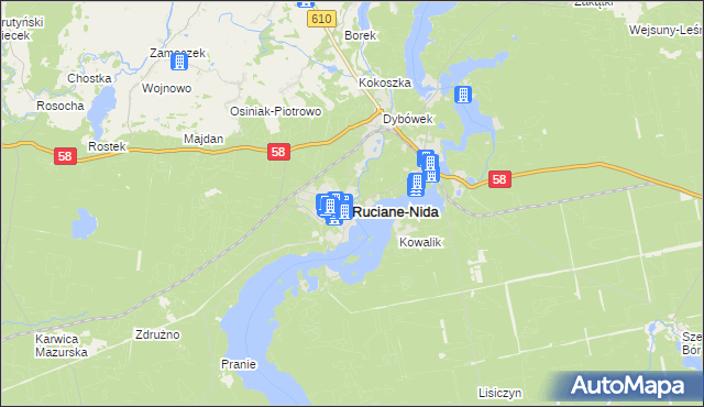 mapa Ruciane-Nida, Ruciane-Nida na mapie Targeo