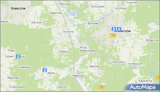 mapa Ruda Białaczowska, Ruda Białaczowska na mapie Targeo