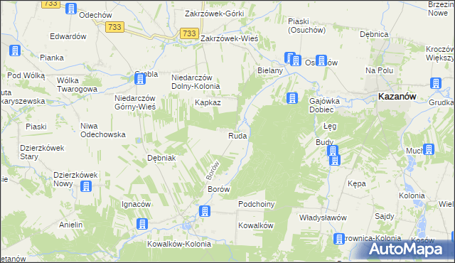 mapa Ruda gmina Kazanów, Ruda gmina Kazanów na mapie Targeo