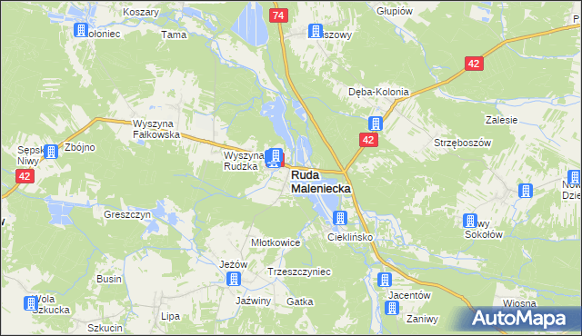 mapa Ruda Maleniecka, Ruda Maleniecka na mapie Targeo