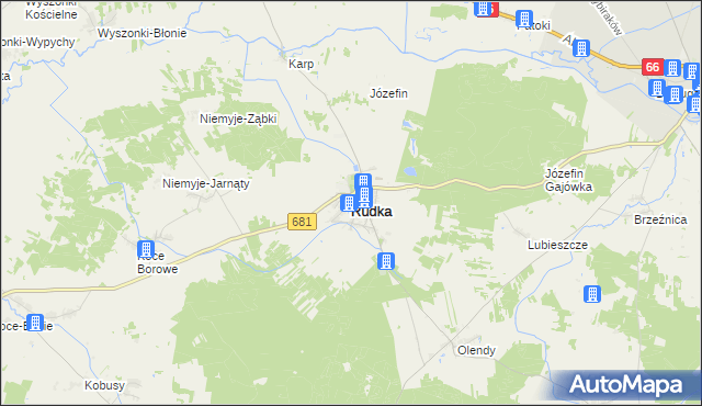 mapa Rudka powiat bielski, Rudka powiat bielski na mapie Targeo
