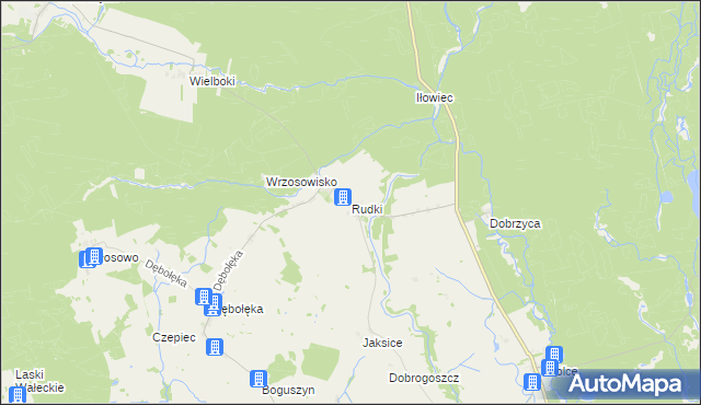 mapa Rudki gmina Wałcz, Rudki gmina Wałcz na mapie Targeo