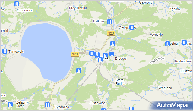 mapa Rudna powiat lubiński, Rudna powiat lubiński na mapie Targeo