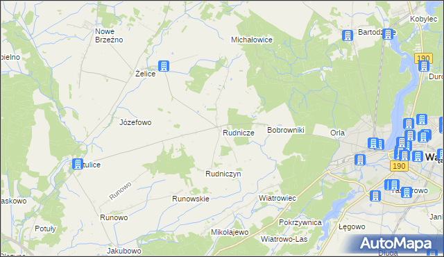 mapa Rudnicze gmina Wągrowiec, Rudnicze gmina Wągrowiec na mapie Targeo