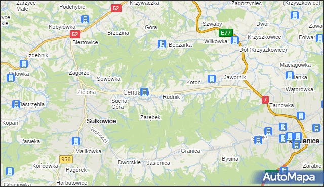 mapa Rudnik gmina Sułkowice, Rudnik gmina Sułkowice na mapie Targeo