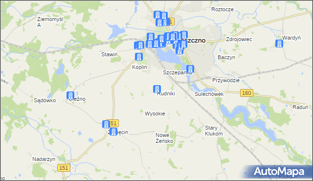 mapa Rudniki gmina Choszczno, Rudniki gmina Choszczno na mapie Targeo