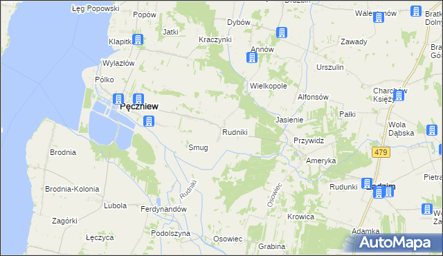 mapa Rudniki gmina Pęczniew, Rudniki gmina Pęczniew na mapie Targeo