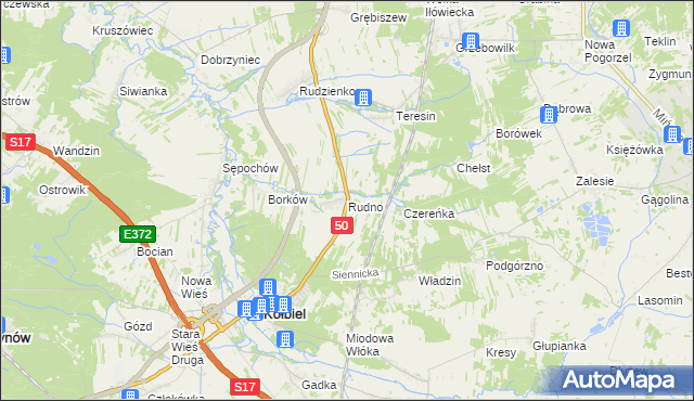 mapa Rudno gmina Kołbiel, Rudno gmina Kołbiel na mapie Targeo