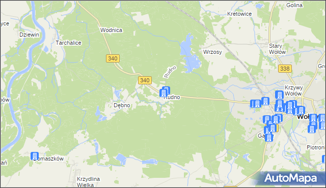 mapa Rudno gmina Wołów, Rudno gmina Wołów na mapie Targeo