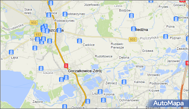 mapa Rudołtowice, Rudołtowice na mapie Targeo