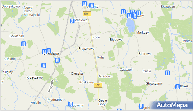 mapa Ruta, Ruta na mapie Targeo