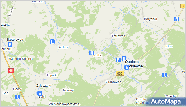 mapa Rutka gmina Dubicze Cerkiewne, Rutka gmina Dubicze Cerkiewne na mapie Targeo