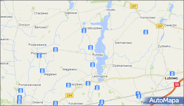 mapa Rybitwy gmina Łubowo, Rybitwy gmina Łubowo na mapie Targeo