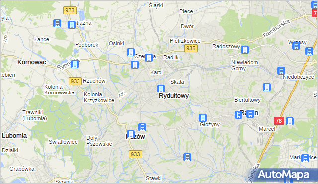 mapa Rydułtowy, Rydułtowy na mapie Targeo
