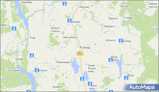 mapa Rydwągi, Rydwągi na mapie Targeo