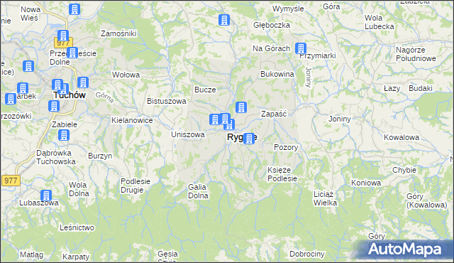 mapa Ryglice, Ryglice na mapie Targeo