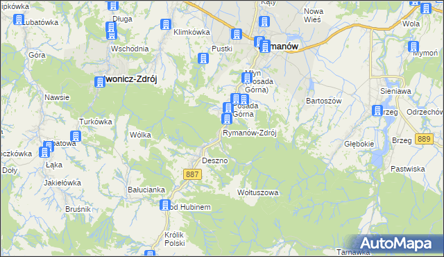 mapa Rymanów-Zdrój, Rymanów-Zdrój na mapie Targeo