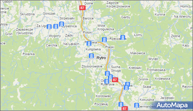 mapa Rytro, Rytro na mapie Targeo