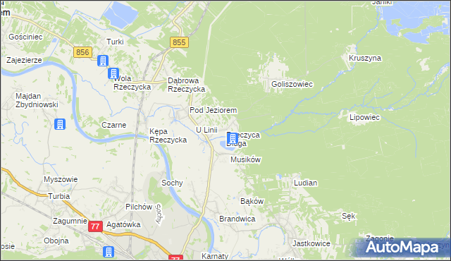 mapa Rzeczyca Długa, Rzeczyca Długa na mapie Targeo