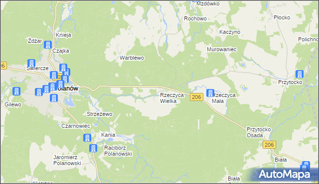 mapa Rzeczyca Wielka, Rzeczyca Wielka na mapie Targeo