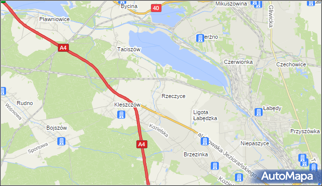 mapa Rzeczyce gmina Rudziniec, Rzeczyce gmina Rudziniec na mapie Targeo