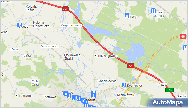 mapa Rzędziwojowice, Rzędziwojowice na mapie Targeo
