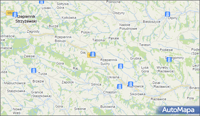 mapa Rzepiennik Suchy, Rzepiennik Suchy na mapie Targeo