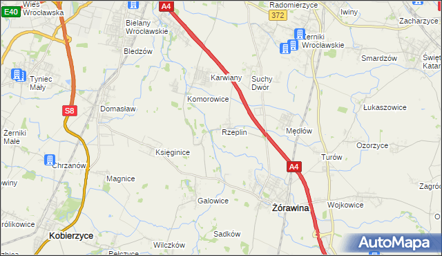 mapa Rzeplin gmina Żórawina, Rzeplin gmina Żórawina na mapie Targeo