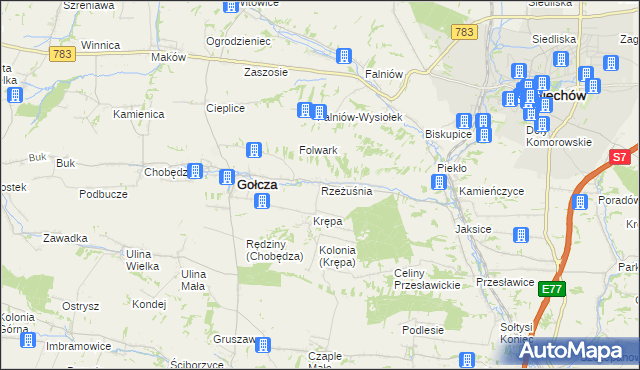 mapa Rzeżuśnia, Rzeżuśnia na mapie Targeo