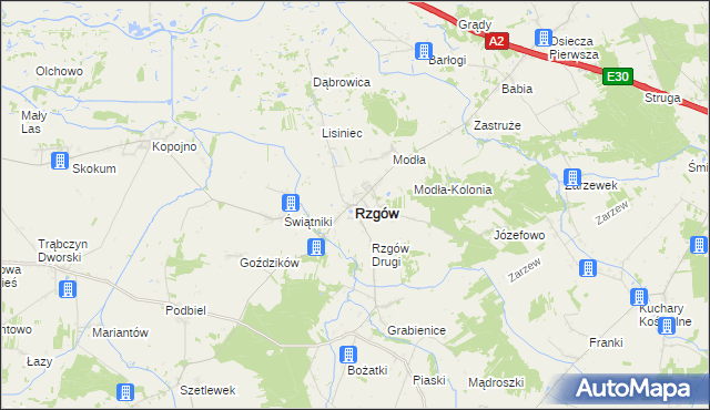 mapa Rzgów powiat koniński, Rzgów powiat koniński na mapie Targeo