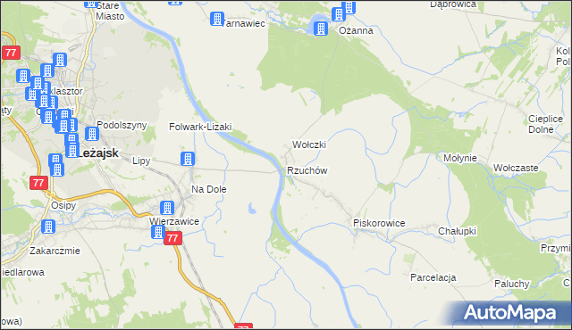 mapa Rzuchów gmina Leżajsk, Rzuchów gmina Leżajsk na mapie Targeo